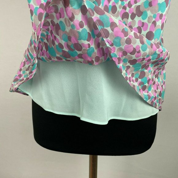 Monsoon USA 14 Polka Dot Abstract Ruffle Accent Tank Top Lined NWD - Picture 5 of 12